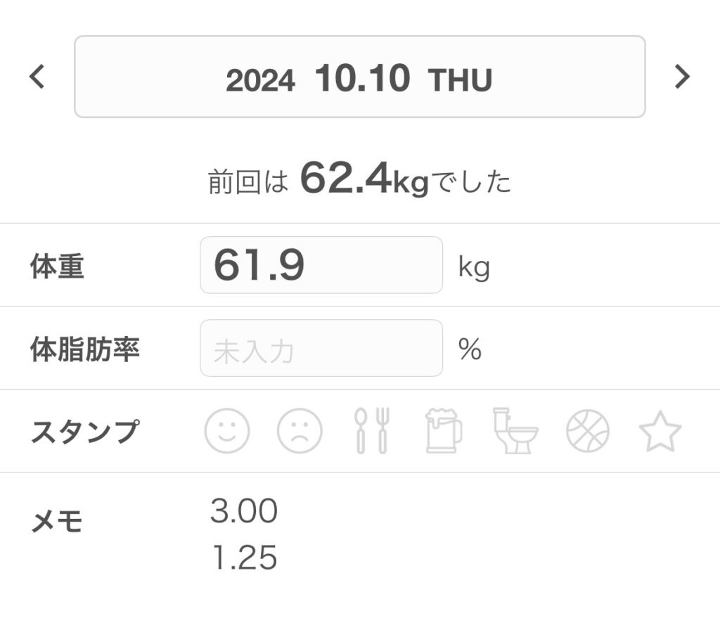 毎日の体重記録